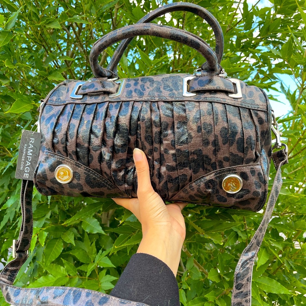 Rampage Brown & Black Leopard Print Crossbody/Satchel Bag, size: LRG